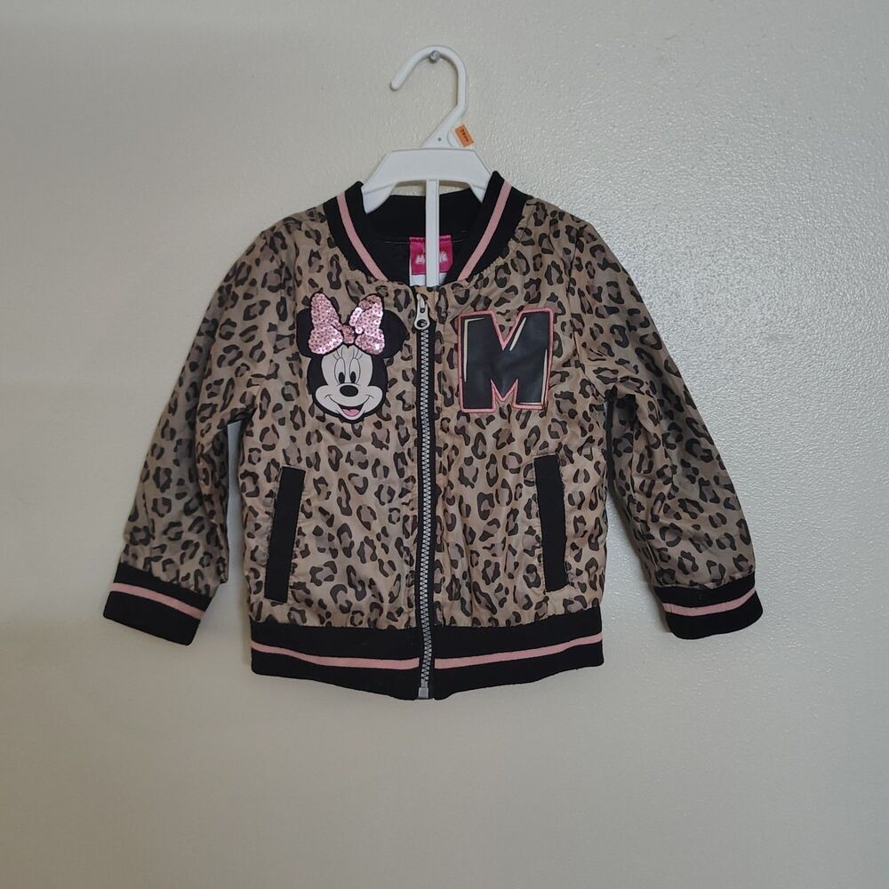 Girls Disney Junior MINNIE Mouse Leopard Print Jacket Size 2t